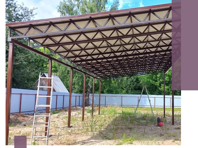 Односкатные навесы под ключ в Горячем Ключе — изготовление и монтаж